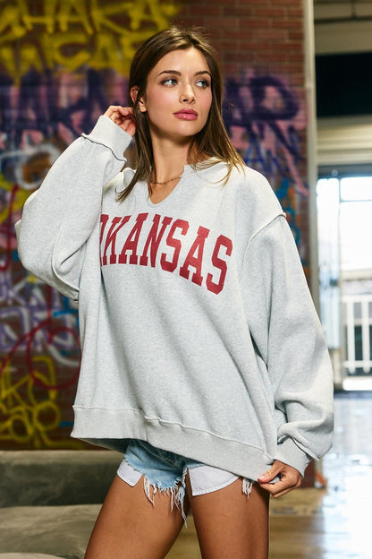 PREORDER: Arkansas Split Neck Sweatshirt (EARLY JULY)