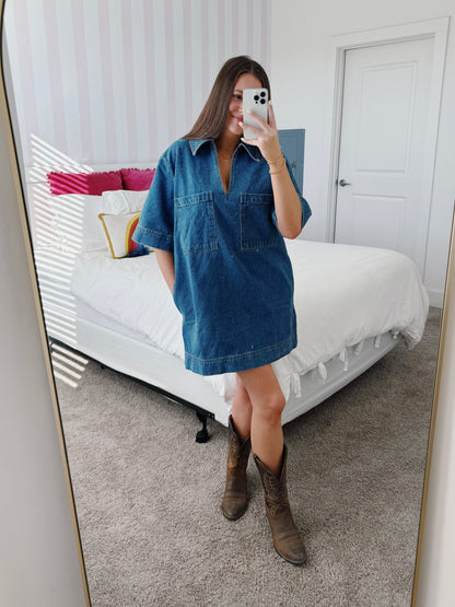 Country Roads Denim Shirt Dress