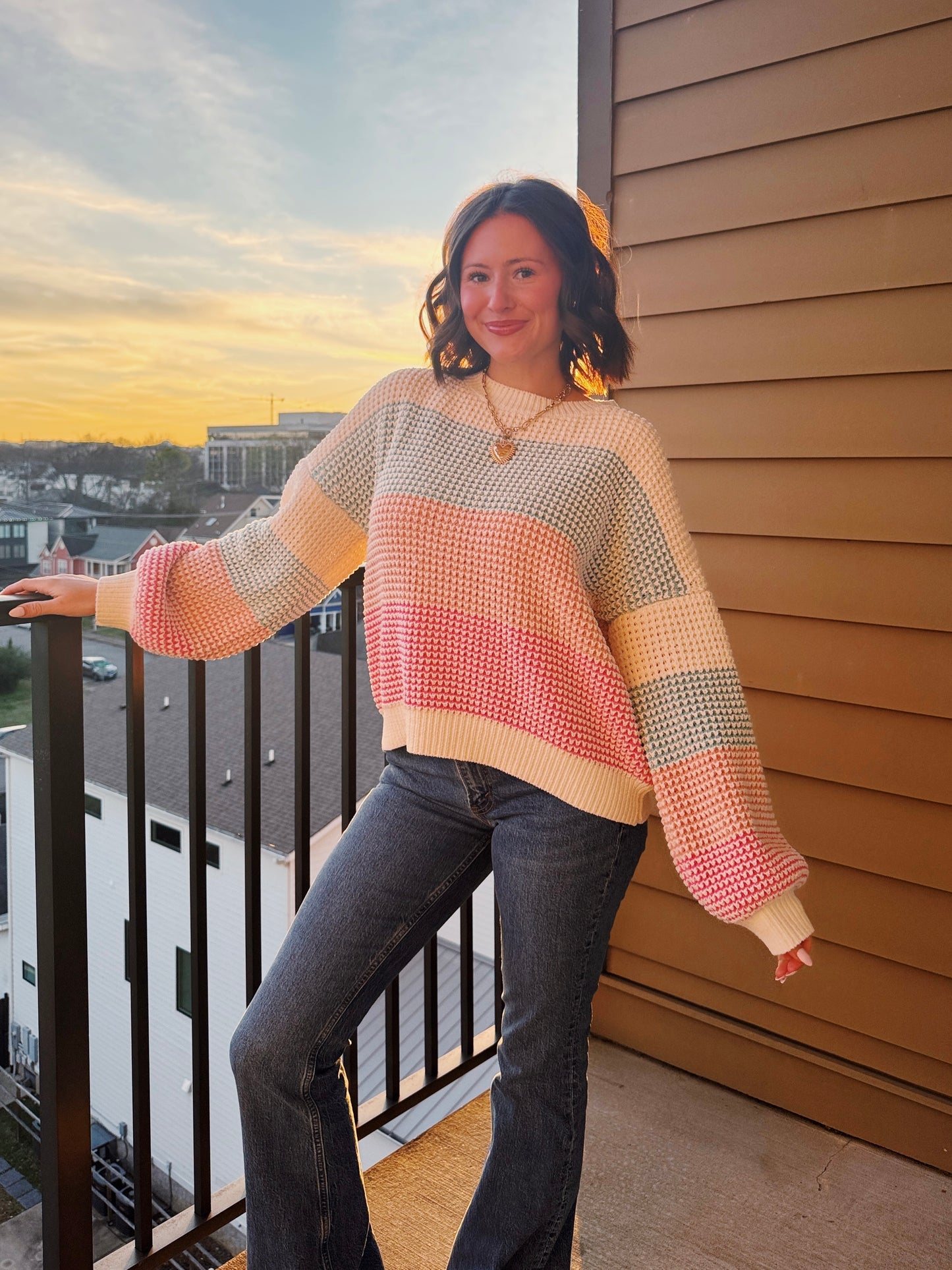 Starburst Colorblock Striped Sweater