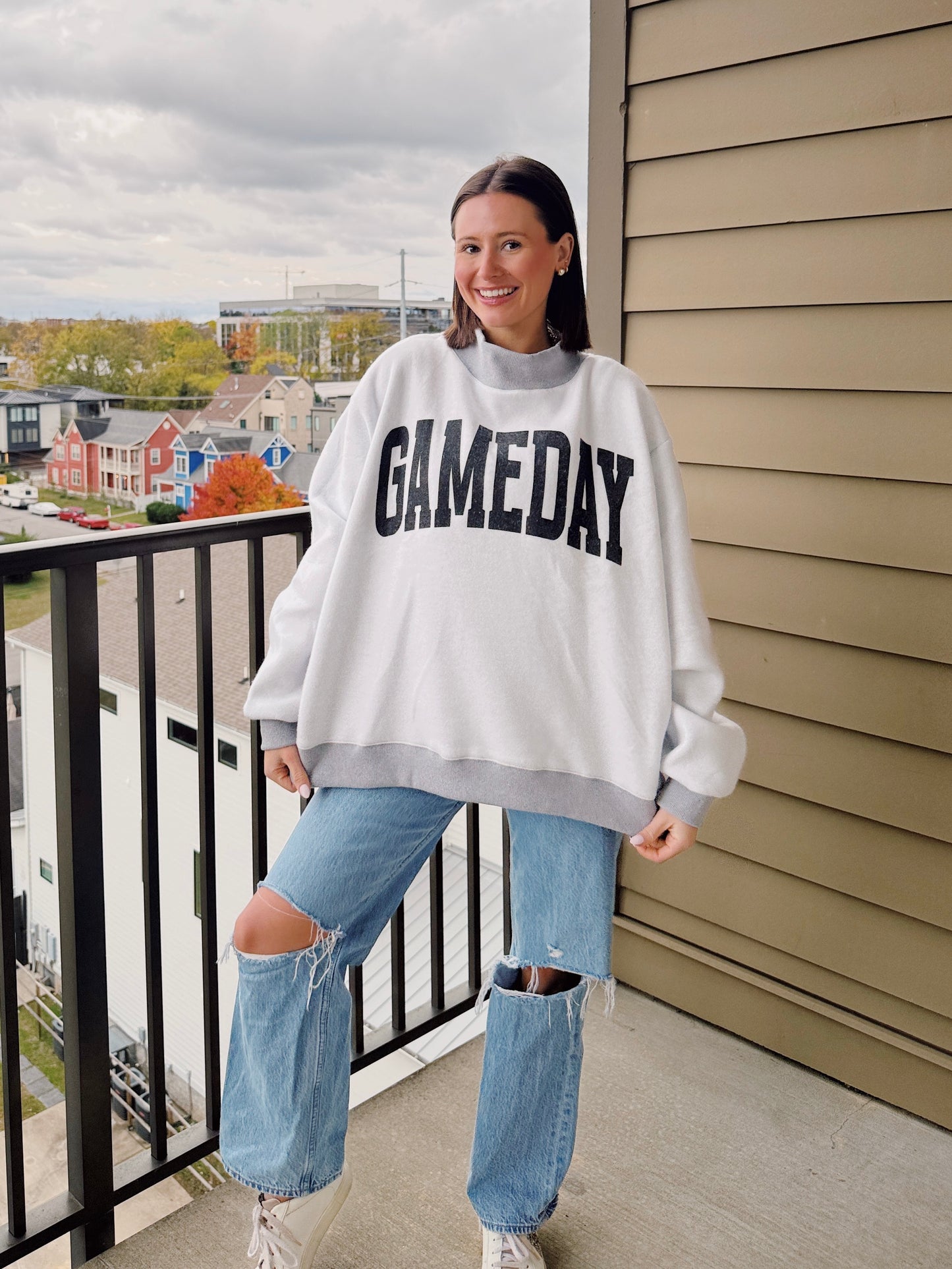 Football/Gameday Reversible Mock Neck Sweatshirt
