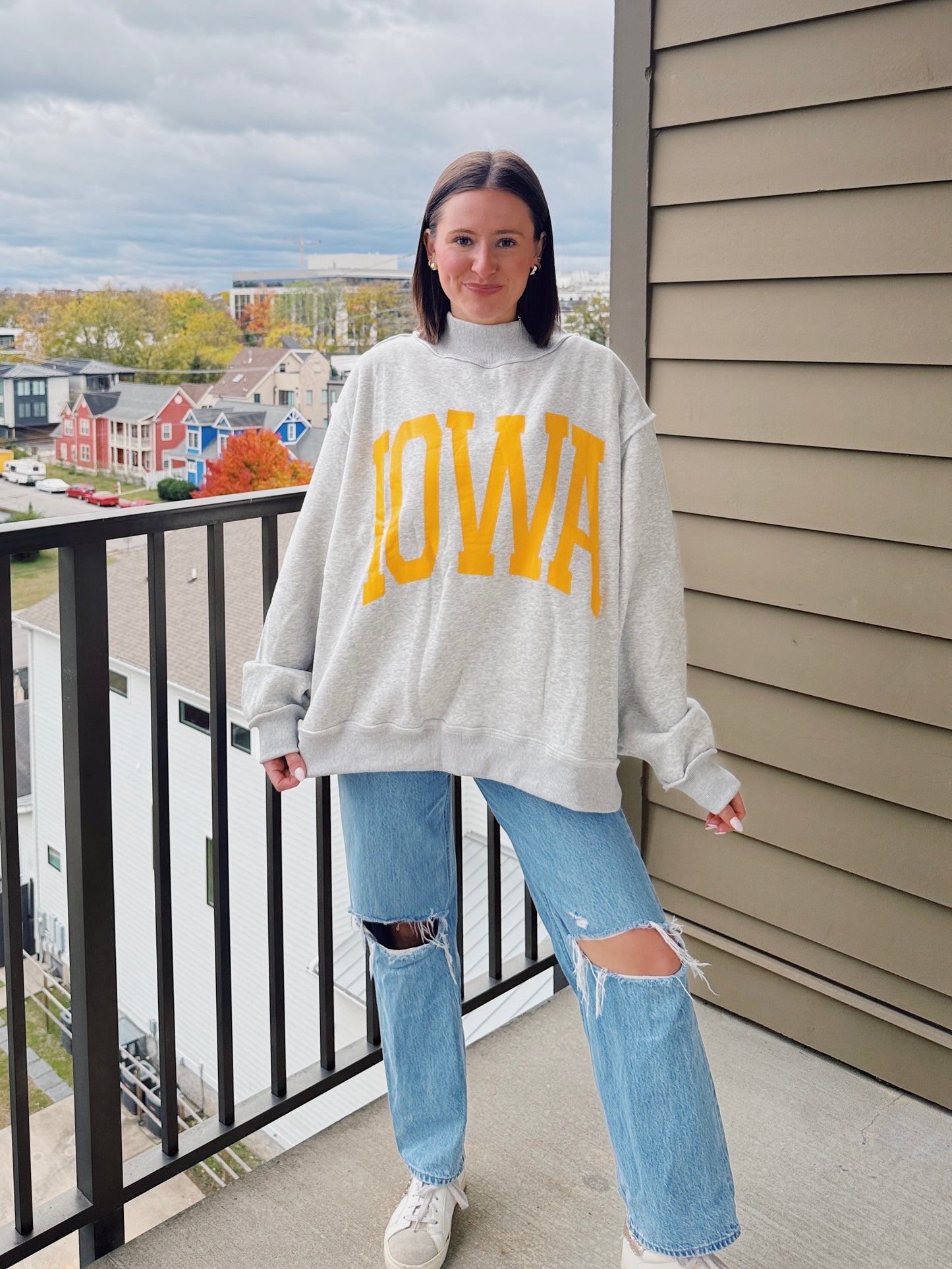 Iowa Reversible Mock Neck Sweatshirt