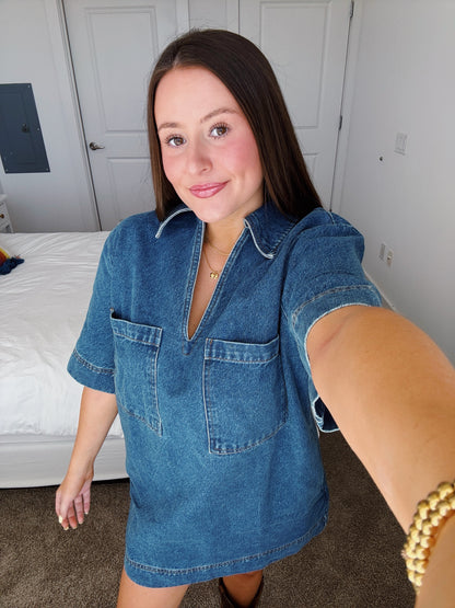 Country Roads Denim Shirt Dress