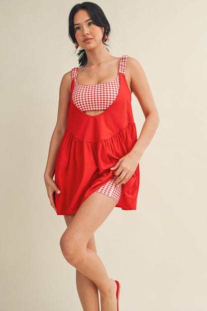 PREORDER: Sweet Escape Gingham Athletic Romper Dress (EARLY JUNE)