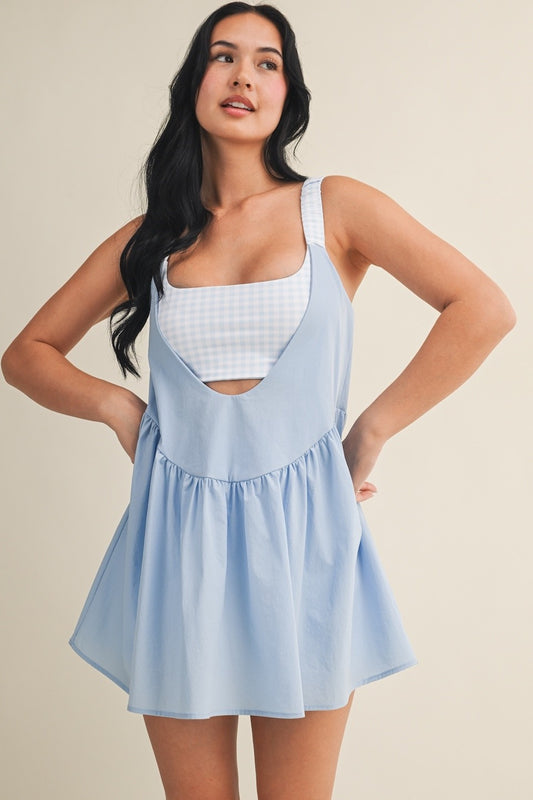 PREORDER: Sweet Escape Gingham Athletic Romper Dress (LATE JUNE)
