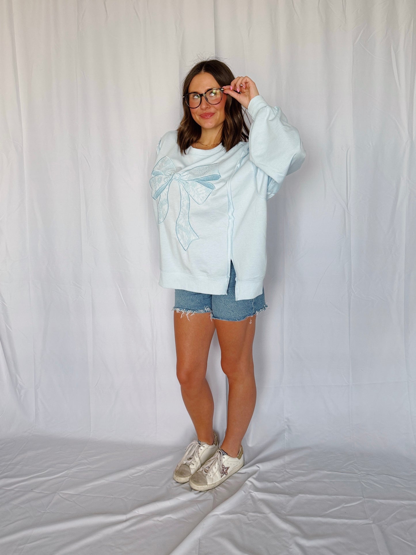 Dancing Through Life Lace Bow Sweatshirt