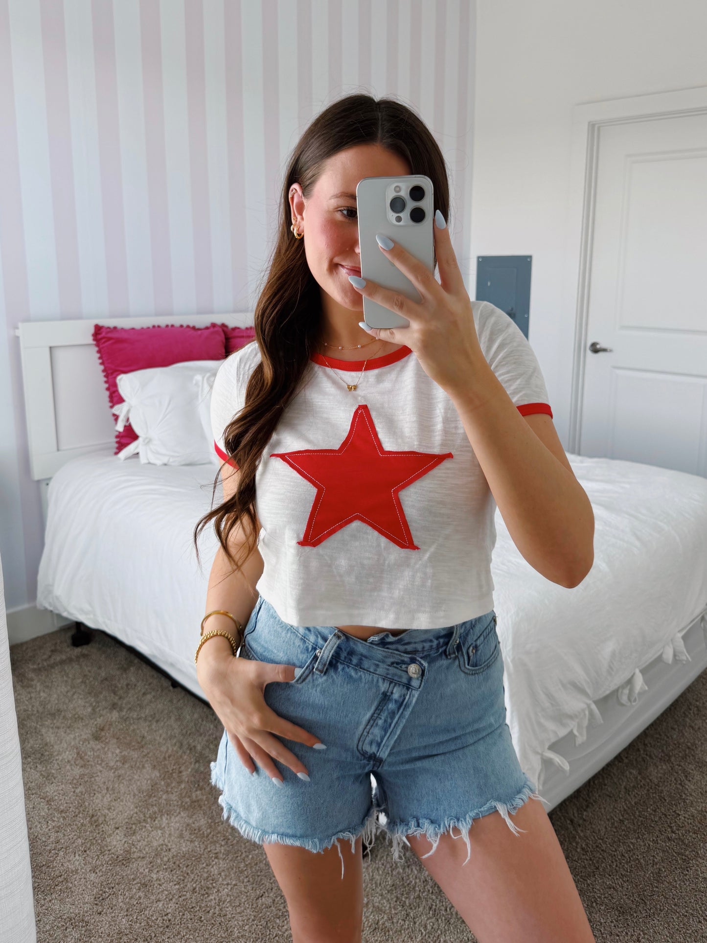 Born In The USA Star Cropped Tee