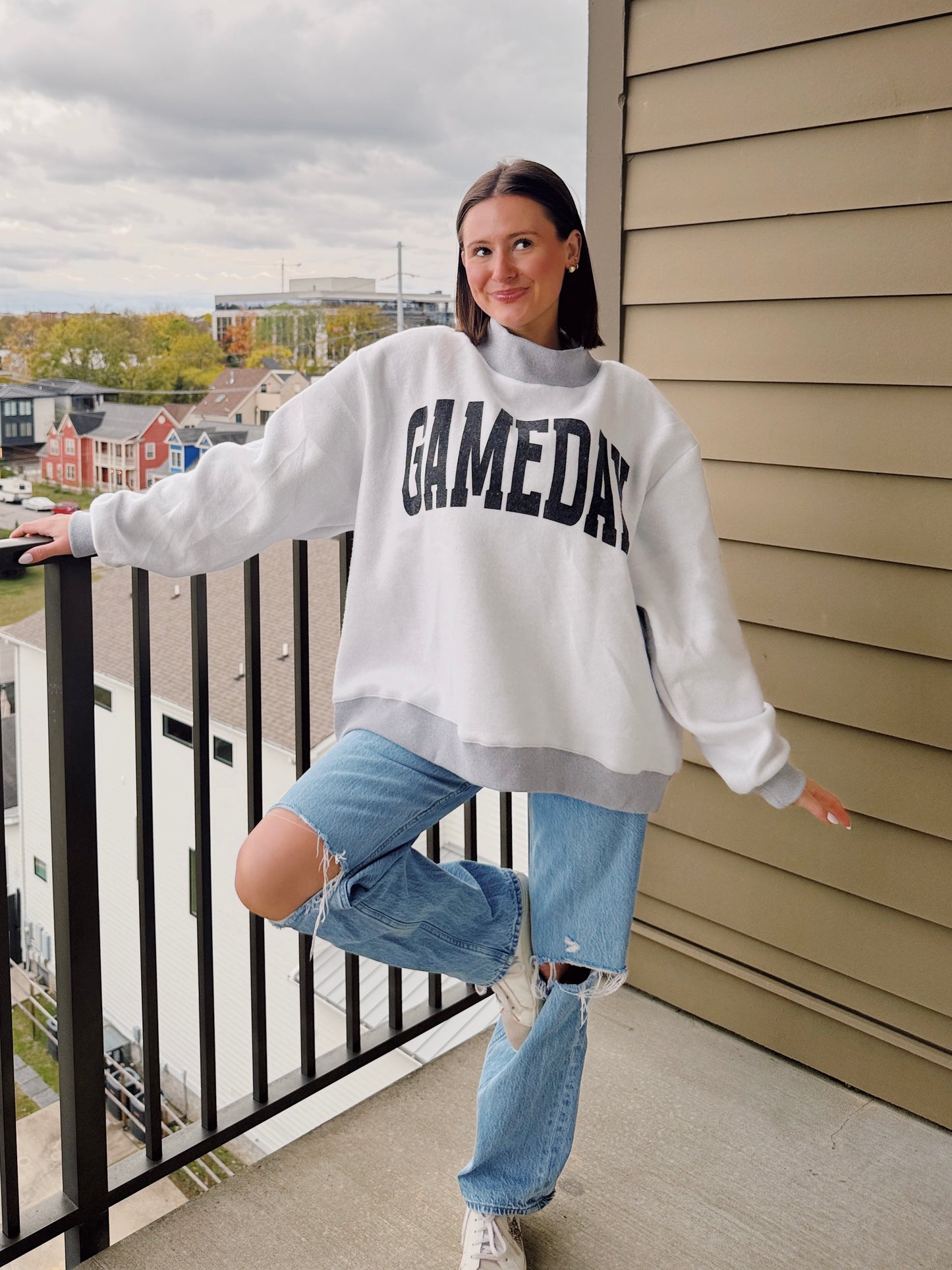 Football/Gameday Reversible Mock Neck Sweatshirt