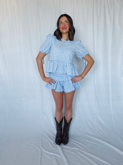 9 to 5 Gingham Top & Shorts Set