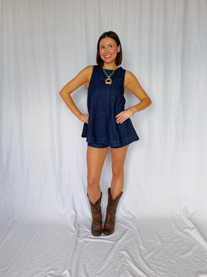 Desert Breeze Denim Top & Shorts Set