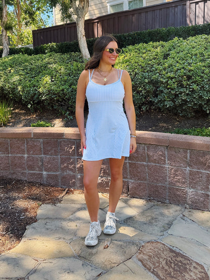 On The Move Gingham Layered Athletic Dress
