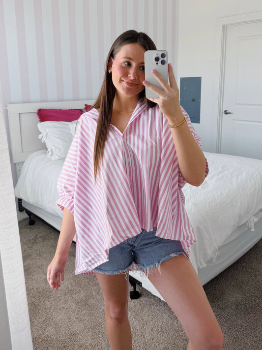 Sweet Summertime Striped Button Down Blouse