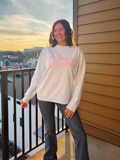 XOXO Gingham Mock Neck Sweatshirt