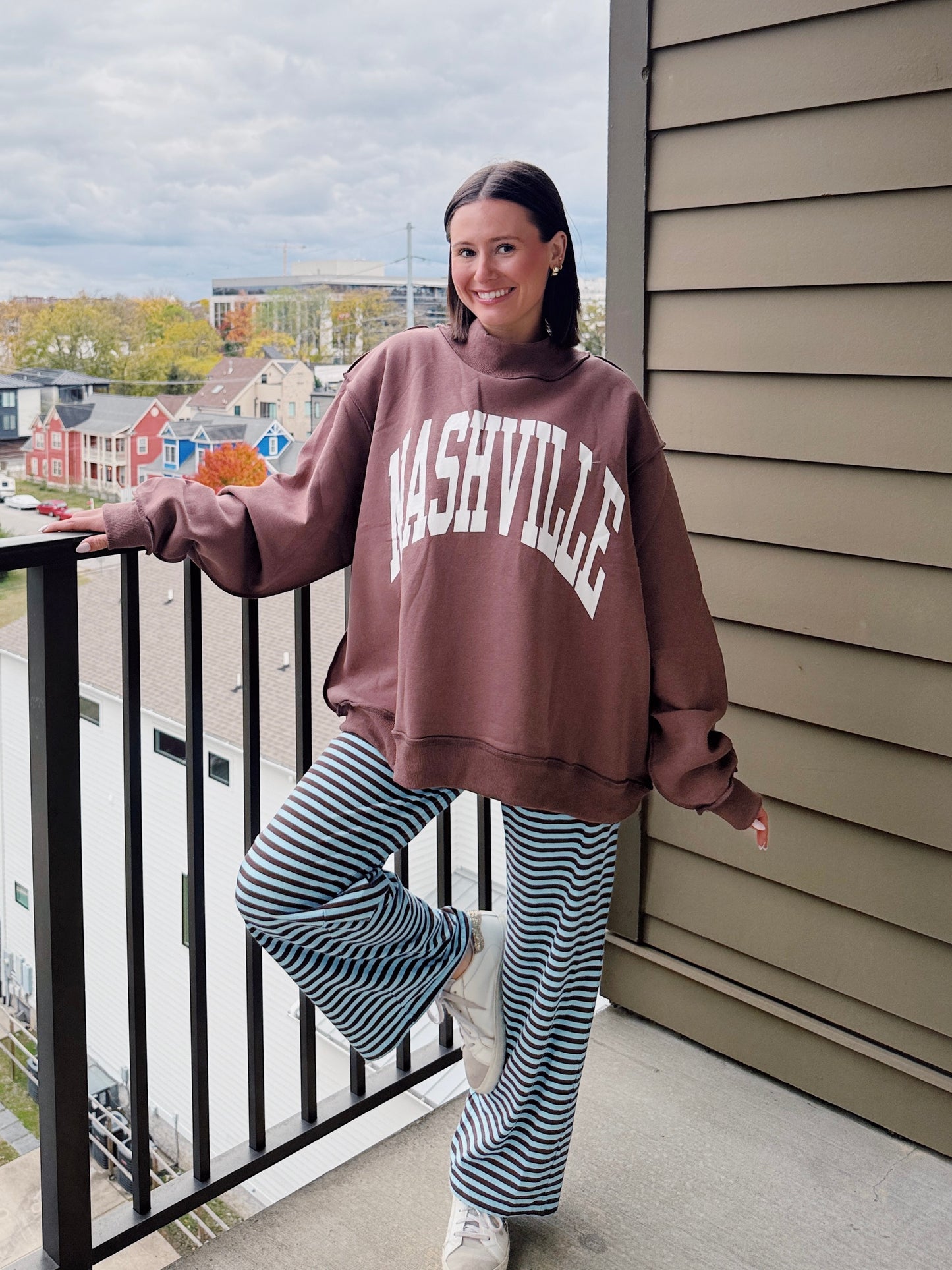 Nashville/Broadway Reversible Mock Neck Sweatshirt