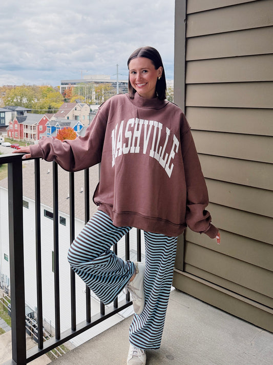 Nashville/Broadway Reversible Mock Neck Sweatshirt