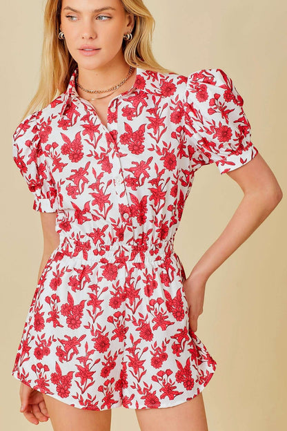 Flower Power Puff Sleeve Romper