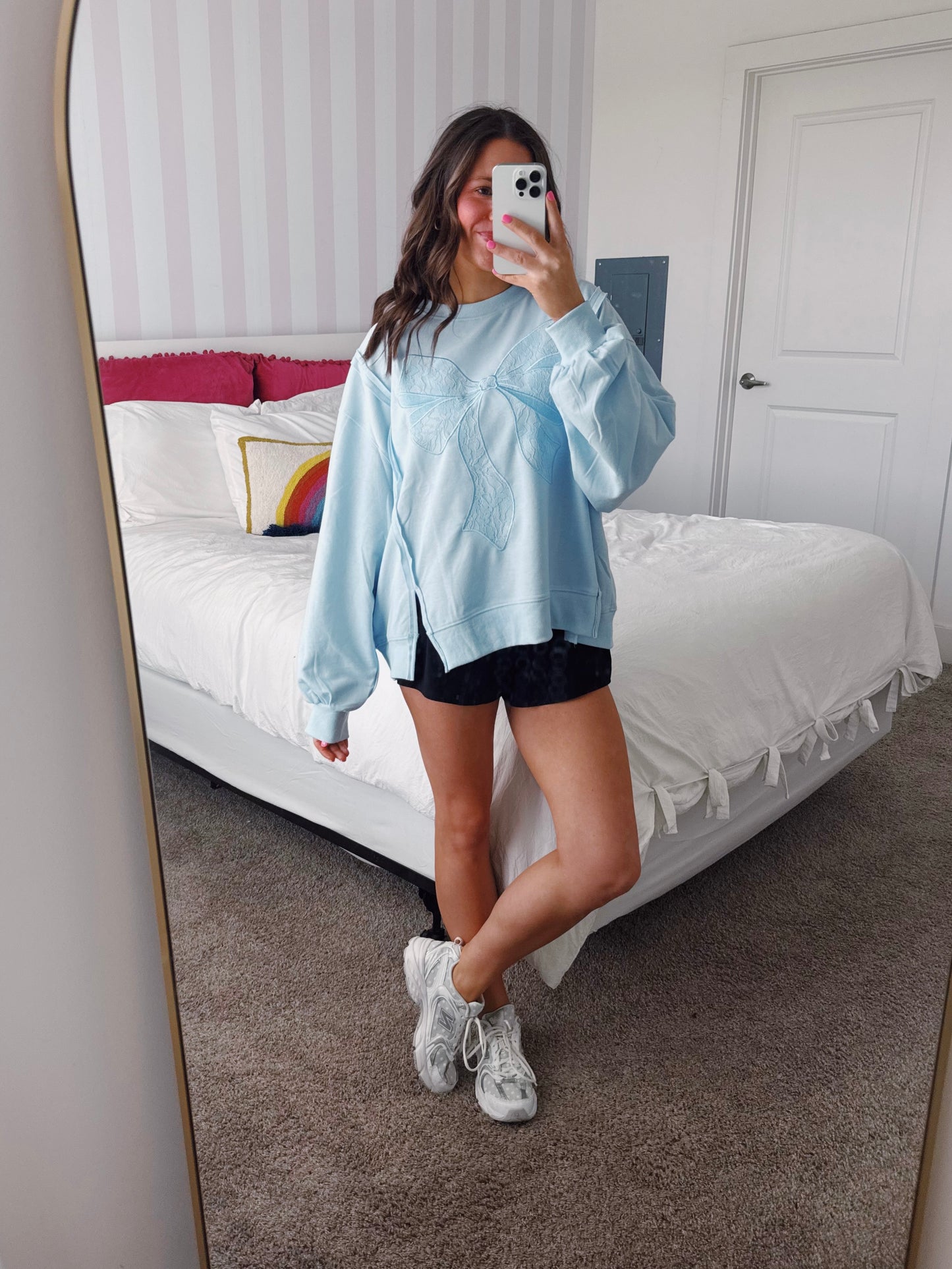 Dancing Through Life Lace Bow Sweatshirt
