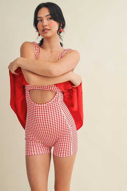 PREORDER: Sweet Escape Gingham Athletic Romper Dress (EARLY JUNE)