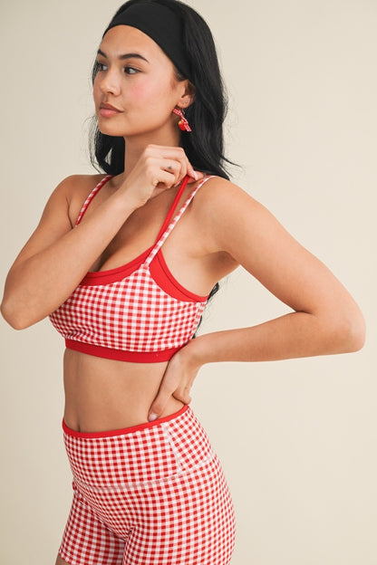 Off Duty Gingham Sports Bra & Shorts Set