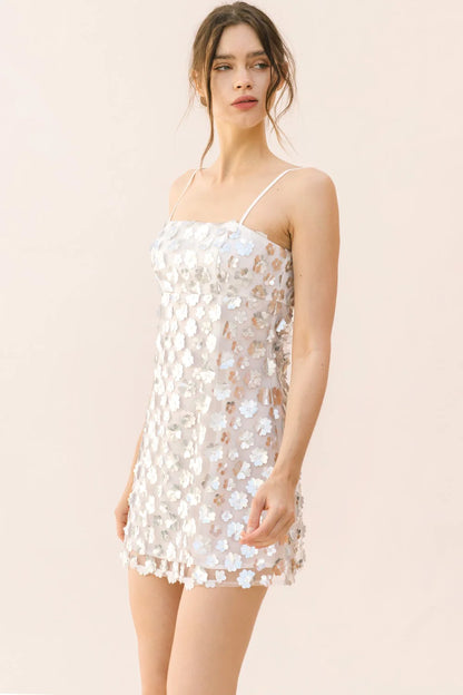 In Full Bloom Metallic Bodycon Dress