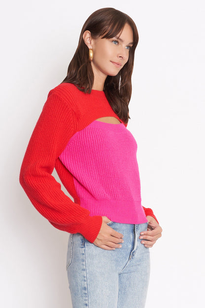Stupid Cupid Colorblock Cutout Sweater