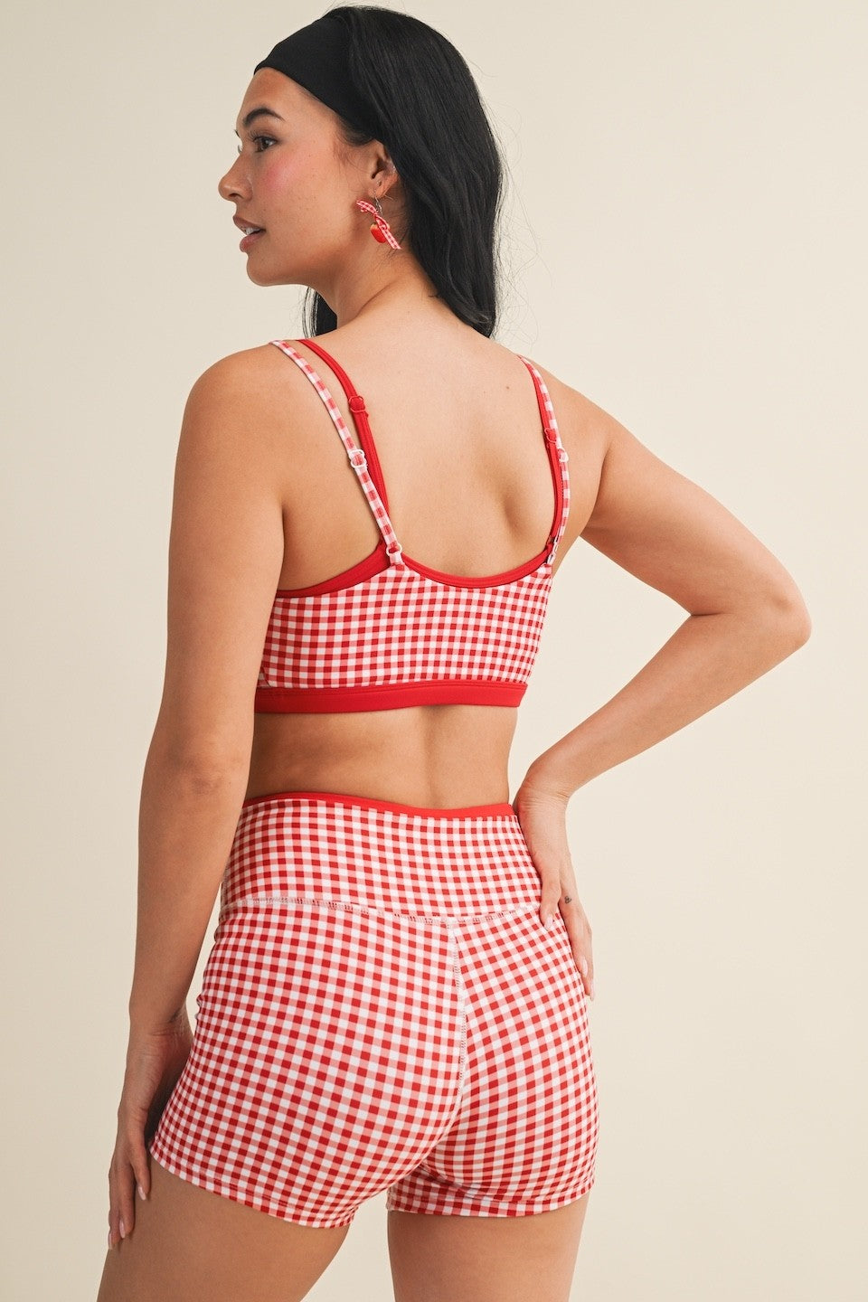 Off Duty Gingham Sports Bra & Shorts Set