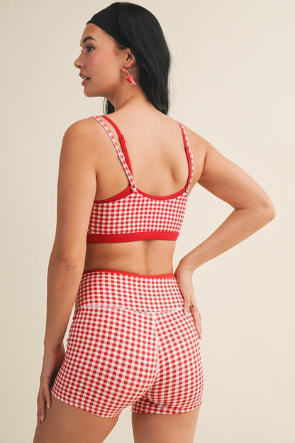 Off Duty Gingham Sports Bra & Shorts Set