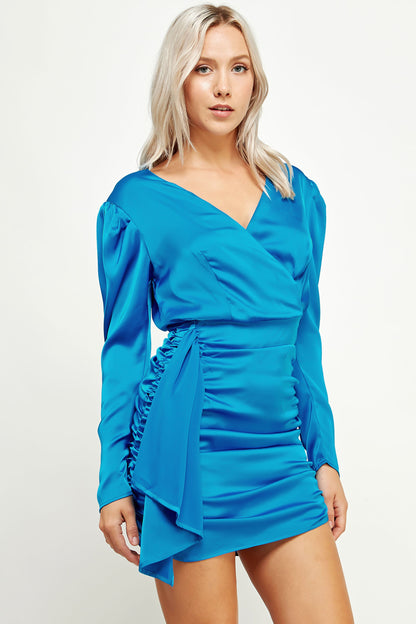 Ocean Eyes Satin Wrap Dress