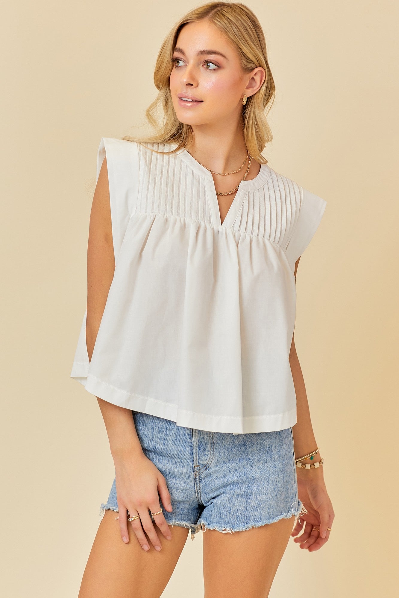 White Horse Babydoll Blouse