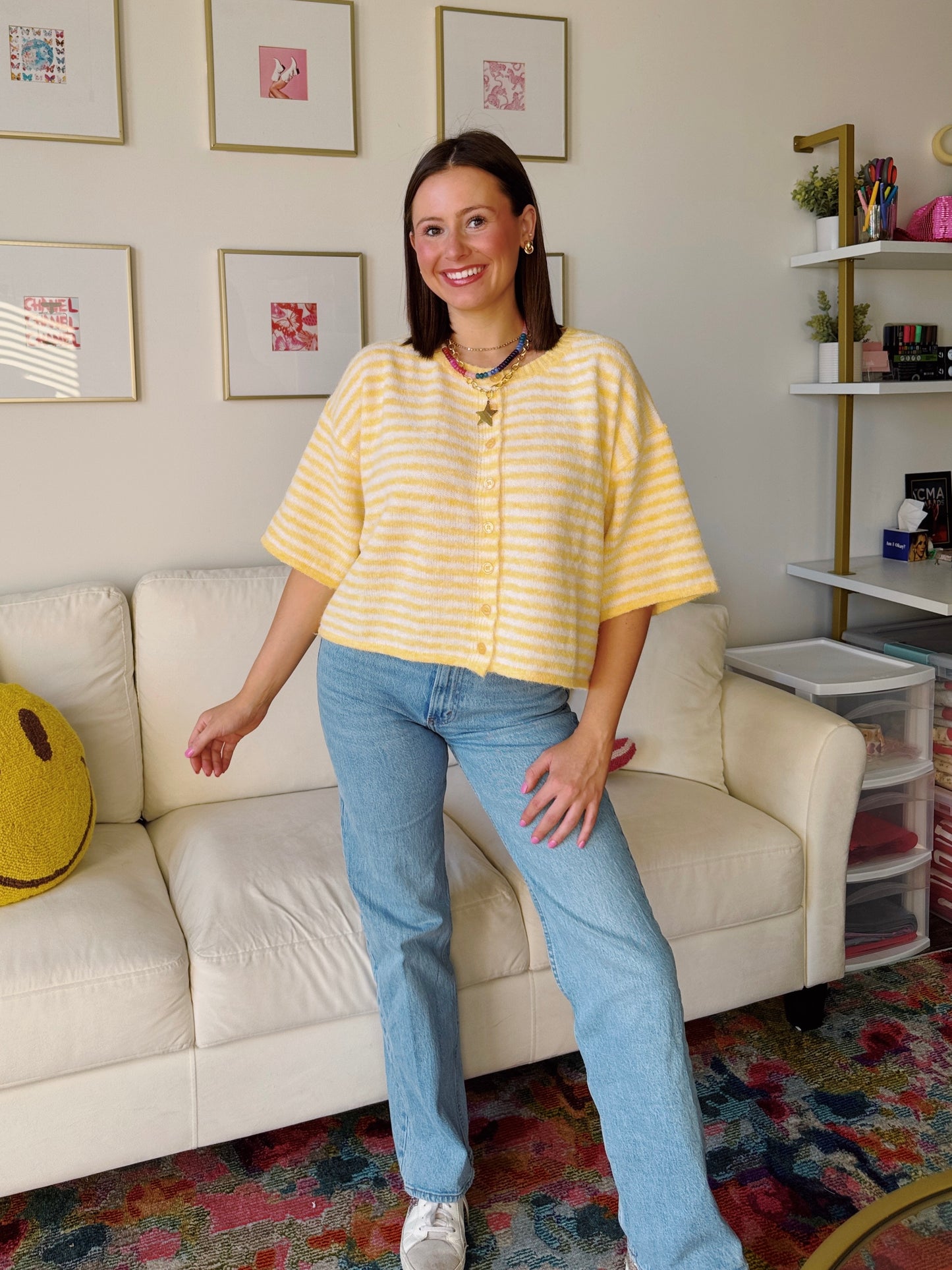 Easy Does It Striped Button Down Cardigan