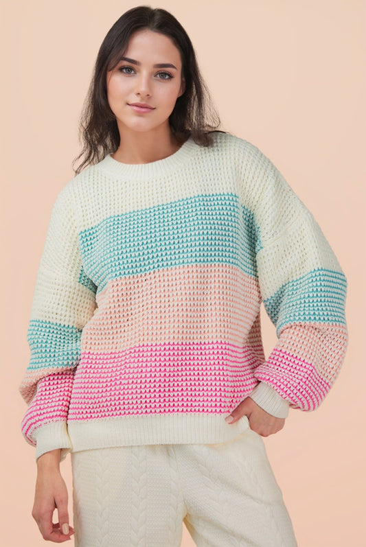 PREORDER: Starburst Colorblock Striped Sweater