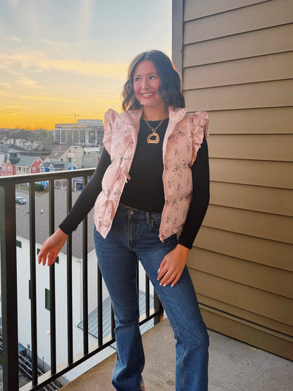 Sweet Pea Floral Puffer Vest