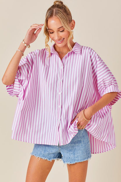 Sweet Summertime Striped Button Down Blouse