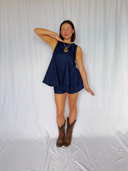 Desert Breeze Denim Top & Shorts Set