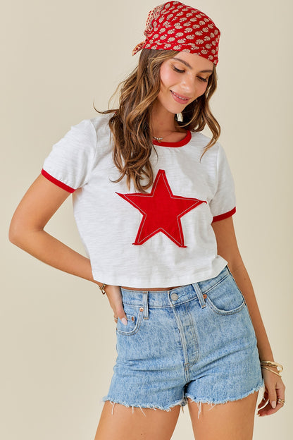 Born In The USA Star Cropped Tee