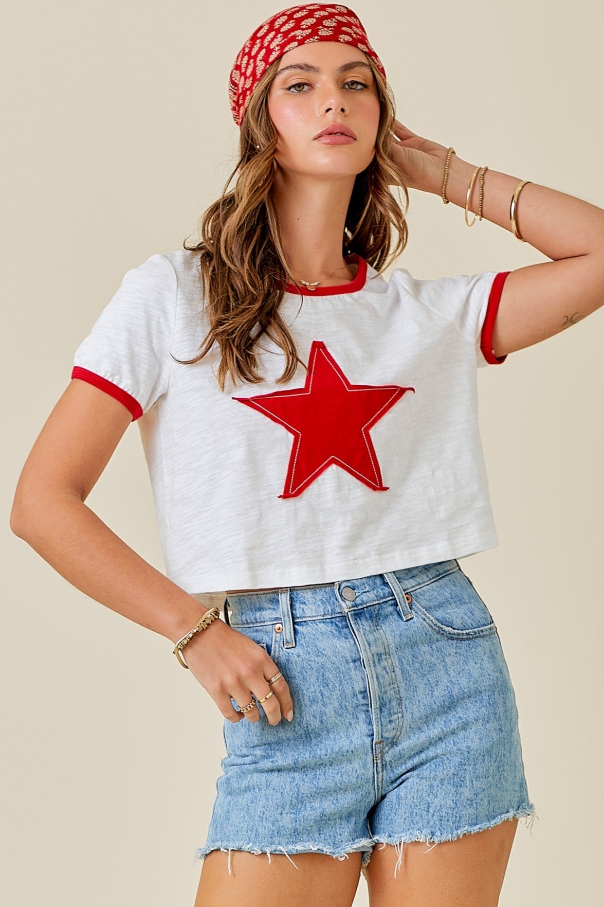 Born In The USA Star Cropped Tee