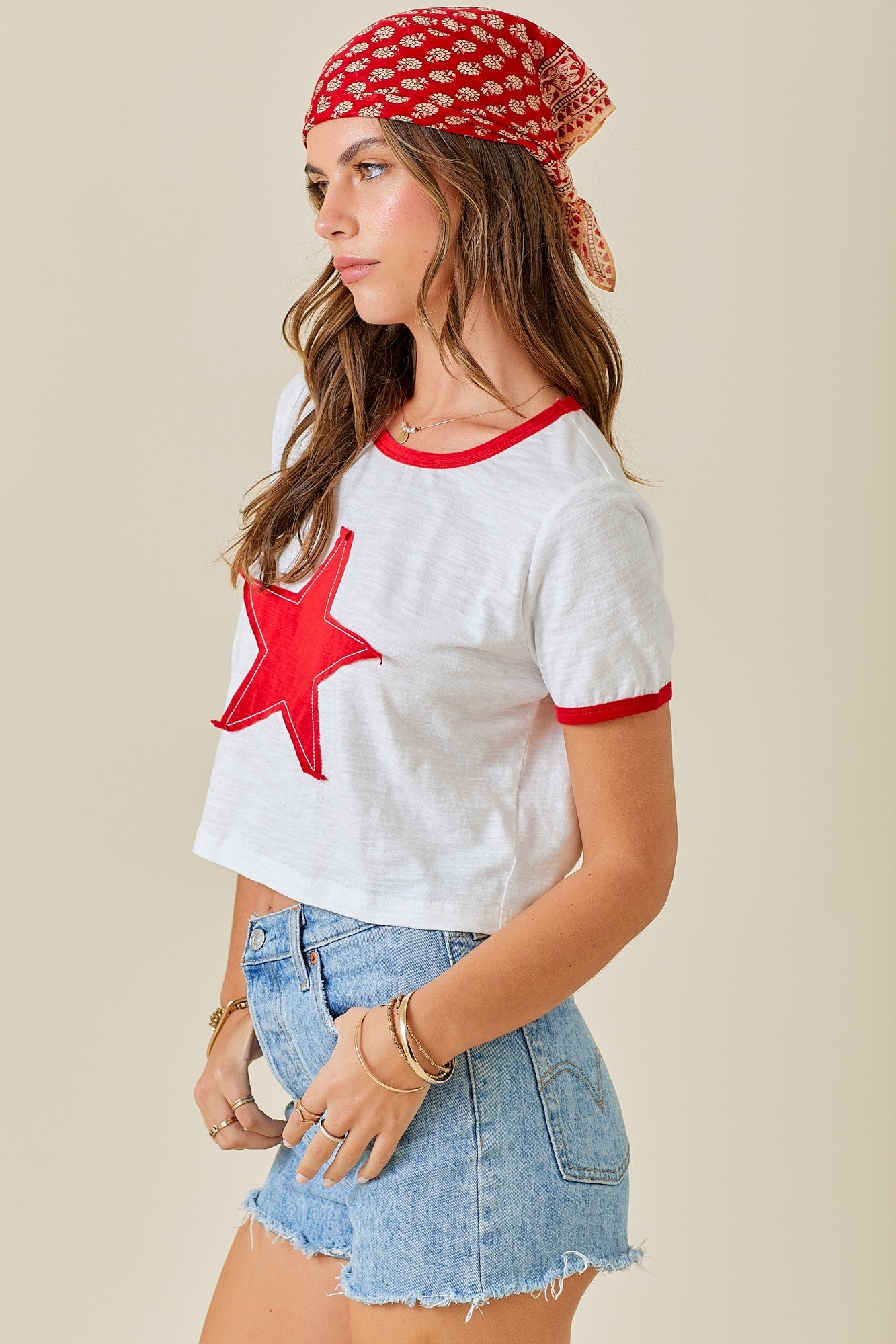 Born In The USA Star Cropped Tee