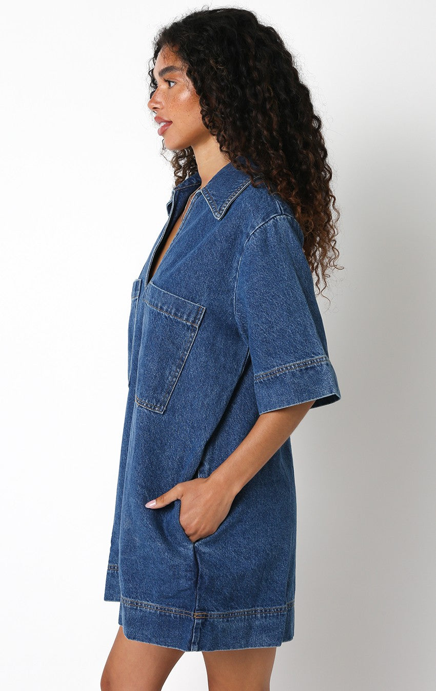 Country Roads Denim Shirt Dress