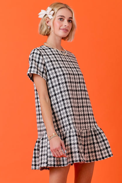 Across The Pond Plaid Tweed Dress