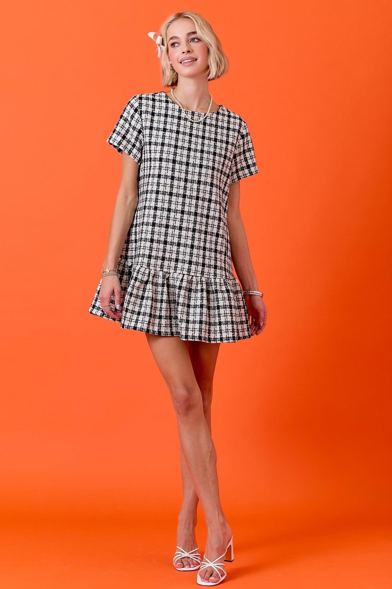 Across The Pond Plaid Tweed Dress