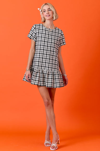 Across The Pond Plaid Tweed Dress