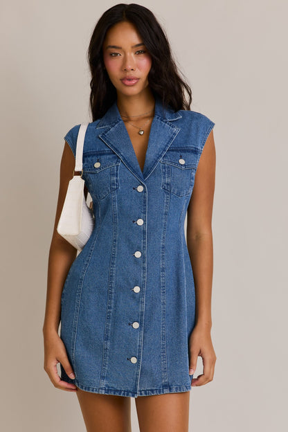 Oklahoma Smokeshow Denim Button Down Dress