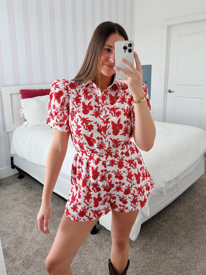 Flower Power Puff Sleeve Romper