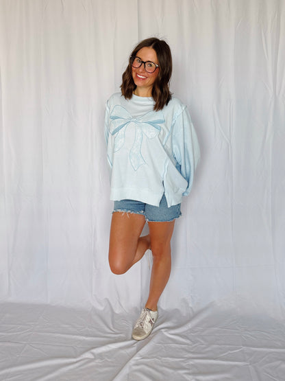 Dancing Through Life Lace Bow Sweatshirt