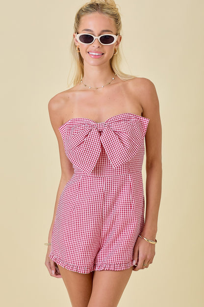 Dixieland Delight Gingham Bow Romper