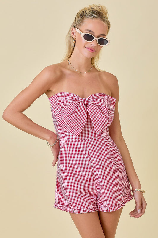 Dixieland Delight Gingham Bow Romper