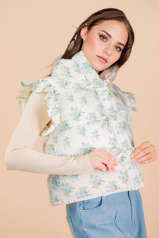 Sweet Pea Floral Puffer Vest