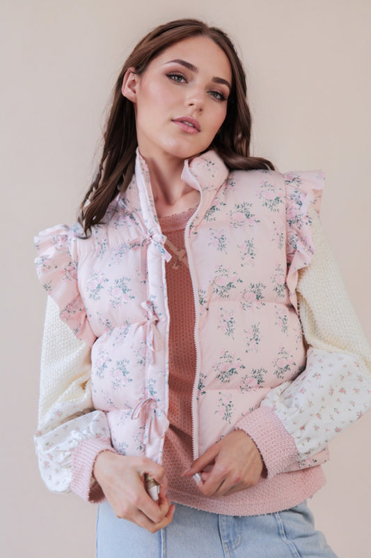 Sweet Pea Floral Puffer Vest