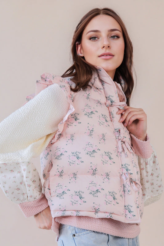 Sweet Pea Floral Puffer Vest