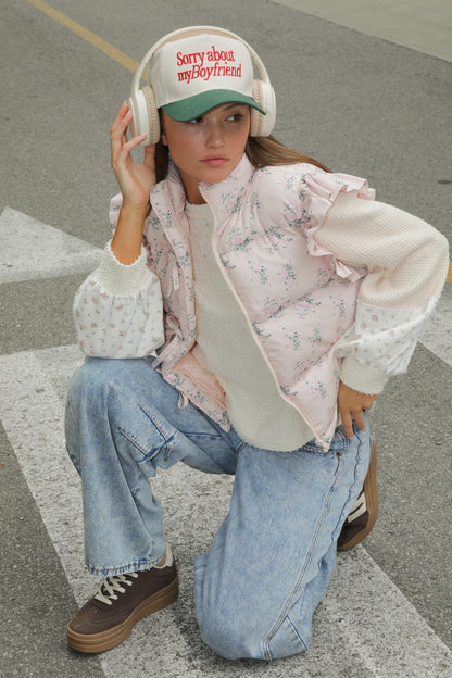 Sweet Pea Floral Puffer Vest