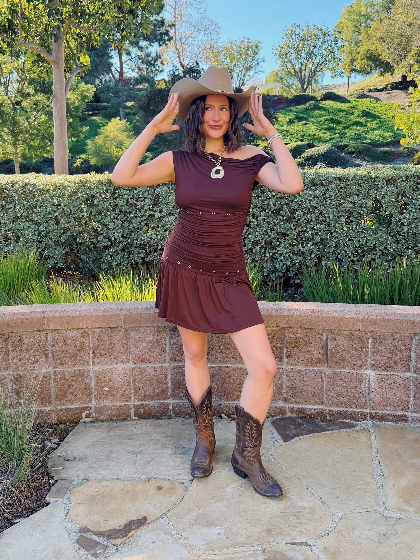 Nashville Nights Studded Twist Romper Dress